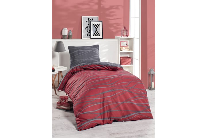 Sengetøy EnLora Home Enkelt 2-deler - Rød|Grå - Tekstiler & tepper - Sengetøy