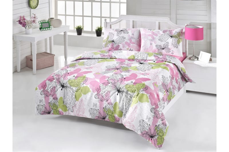 Sengetøy Victoria Enkelt 3-deler - Rosa|Hvit|Grønn|Svart - Tekstiler & tepper - Sengetøy
