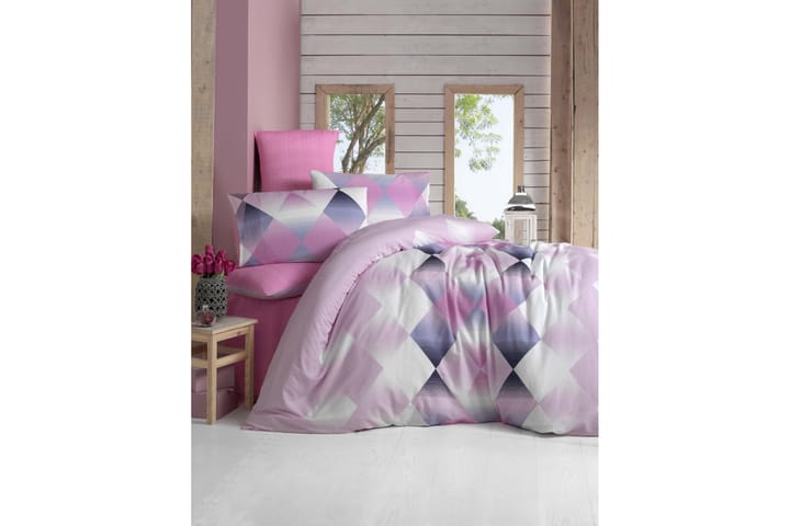 Sengetøy Victoria Enkelt 3-deler - Rosa|Hvit|Mørkblå - Tekstiler & tepper - Sengetøy