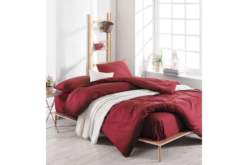 Sengetøysett EnLora Home Dobbelt 4-deler - Rød - Tekstiler & tepper - Sengetøy