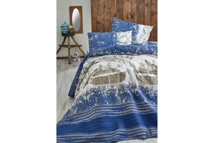 Sengeteppe Eponj Home Dobbelt 200x235 cm - Blå|Hvit - Tekstiler & tepper - Sengetøy