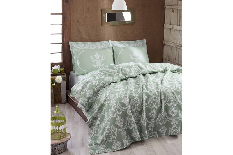 Sengeteppe Eponj Home Enkelt 160x235 cm - Grønn|Hvit - Tekstiler & tepper - Sengetøy