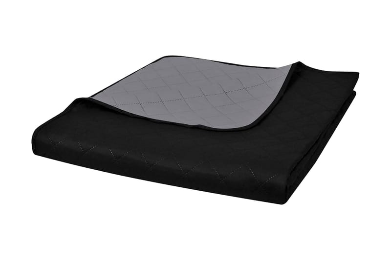 Tosidig vattert sengeteppe svart/grå 220 x 240 cm - Svart - Tekstiler & tepper - Sengetøy