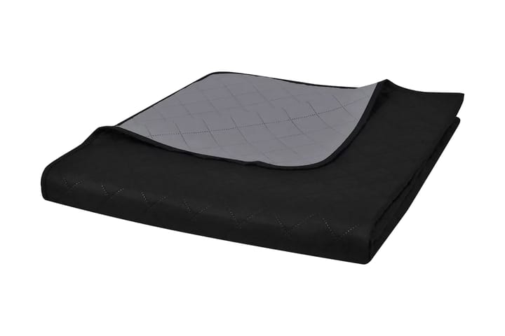 Tosidig vattert sengeteppe svart/grå 230 x 260 cm - Svart - Tekstiler & tepper - Sengetøy