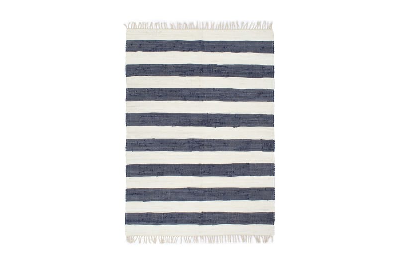 Håndvevet Chindi teppe bomull 200x290 cm blå og hvit - Blå - Tekstiler & tepper - Teppe & matte - Flatvevde tepper