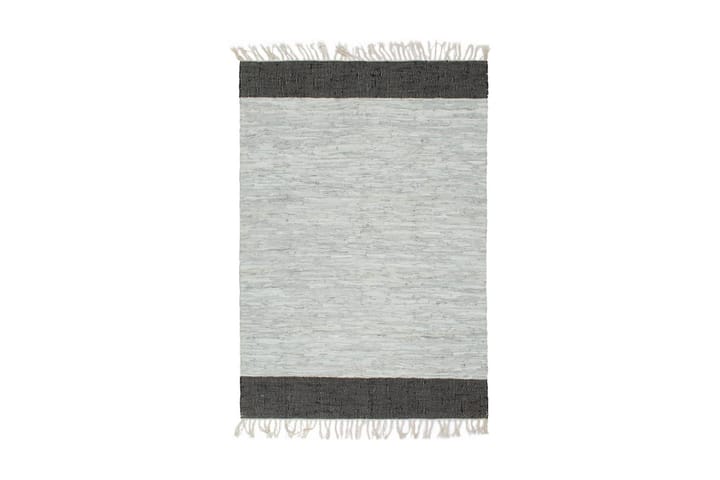 Håndvevet Chindi teppe lӕr 190x280 cm lysegrå og svart - Grå - Tekstiler & tepper - Teppe & matte - Flatvevde tepper