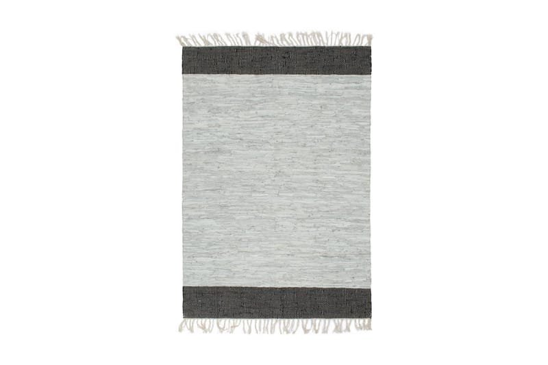 Håndvevet Chindi teppe lӕr 80x160 cm lysegrå og svart - Grå - Tekstiler & tepper - Teppe & matte - Flatvevde tepper