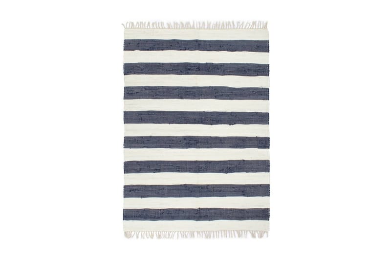 Håndvevet Chindi teppe bomull 80x160 cm blå og hvit - Blå - Tekstiler & tepper - Teppe & matte - Moderne matte - Bomullsmatter