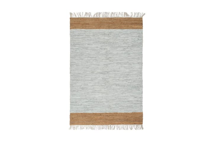 Håndvevet Chindi teppe lӕr 190x280 cm lysegrå og lysebrun - Grå - Tekstiler & tepper - Teppe & matte - Moderne matte - Bomullsmatter