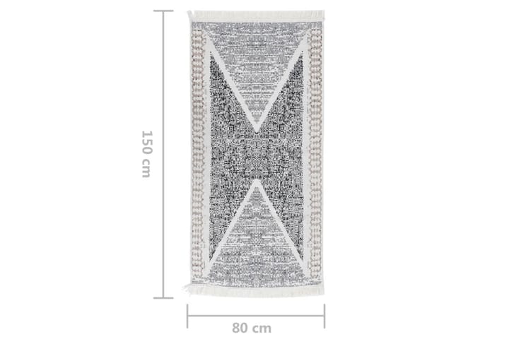 Teppe svart og grå 80x150 cm bomull - Grå - Tekstiler & tepper - Teppe & matte - Moderne matte - Bomullsmatter