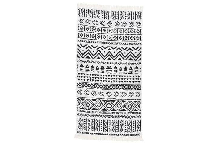 Teppe svart og hvit 80x150 cm bomull - Svart - Tekstiler & tepper - Teppe & matte - Moderne matte - Bomullsmatter