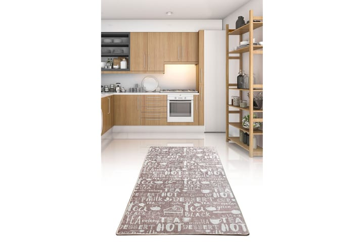Inngangsmatte Calenta 100x300 cm - Beige/Hvit/Fløyel - Tekstiler & tepper - Teppe & matte - Moderne matte - Gangmatter