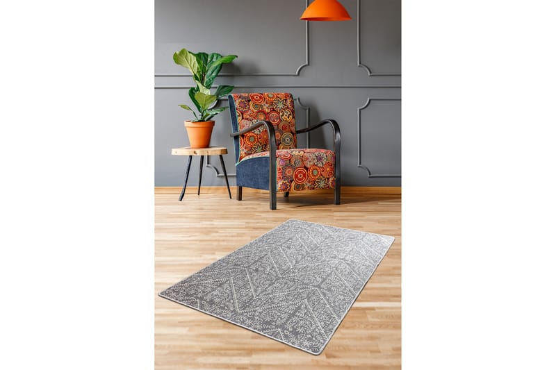 Inngangsmatte Hemangie 100x300 cm - Grå / Fløyel - Tekstiler & tepper - Teppe & matte - Moderne matte - Gangmatter