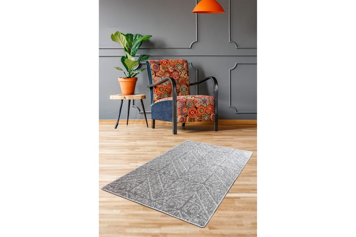 Inngangsmatte Hemangie 80x300 cm - Grå / Fløyel - Tekstiler & tepper - Teppe & matte - Moderne matte - Gangmatter