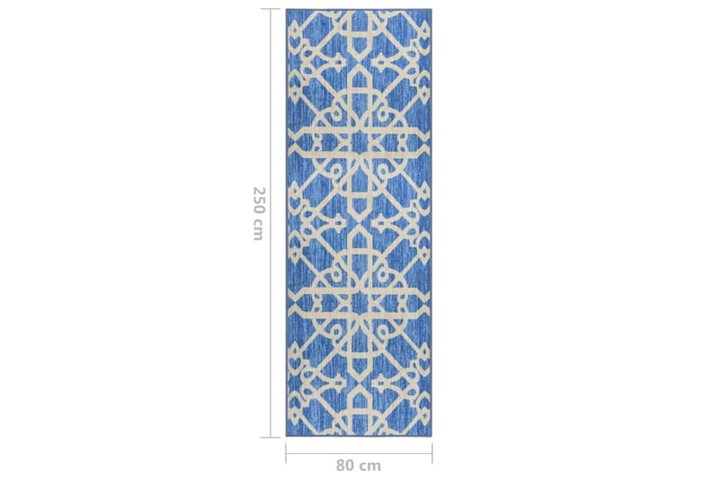 Teppeløper blå 80x250 cm - Brun - Tekstiler & tepper - Teppe & matte - Moderne matte - Gangmatter