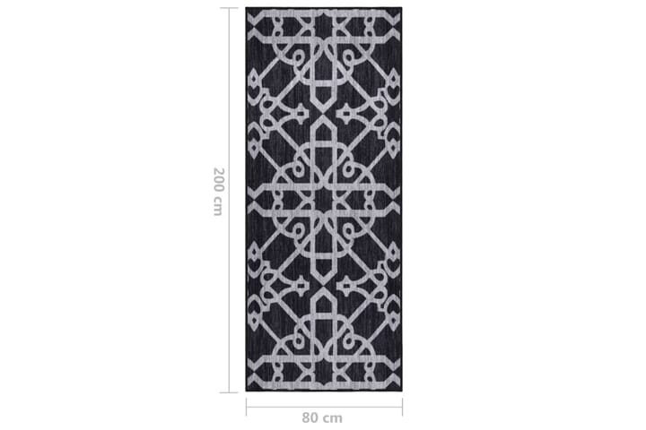 Teppeløper svart 80x200 cm - Blå - Tekstiler & tepper - Teppe & matte - Moderne matte - Gangmatter