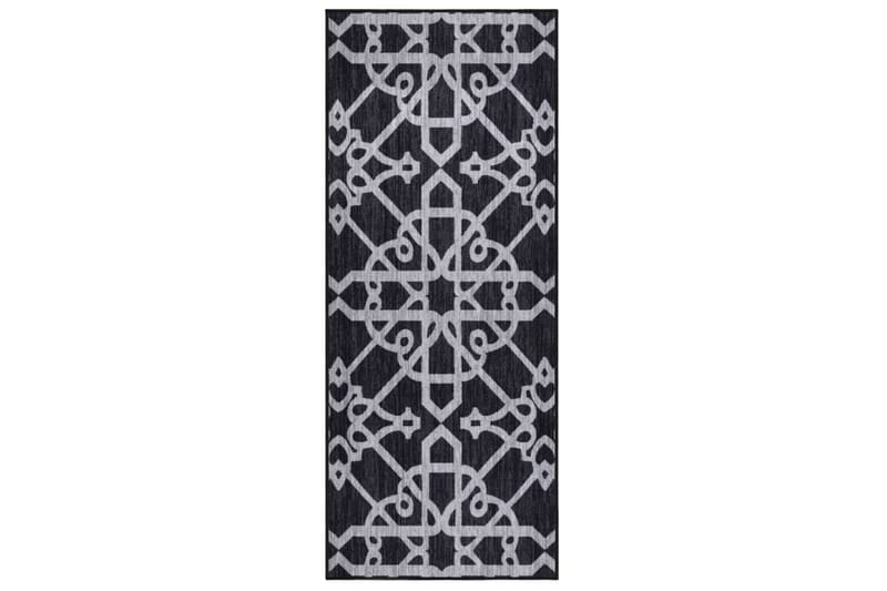 Teppeløper svart 80x200 cm - Blå - Tekstiler & tepper - Teppe & matte - Moderne matte - Gangmatter