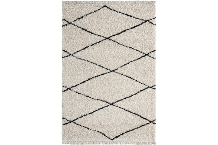 Ryematte Woolly Shaggy 160x230 cm Diagonal Rektangulær - Kremhvit/Svart - Tekstiler & tepper - Teppe & matte - Moderne matte - Ryetepper