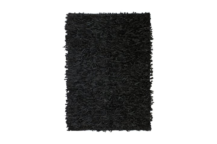Shaggy teppe ekte lӕr 120x170 cm svart - Svart - Tekstiler & tepper - Teppe & matte - Moderne matte - Ryetepper