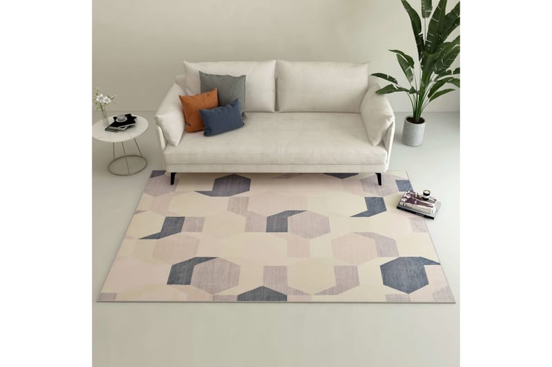 Teppe print flerfarget 80x150 cm polyester - Flerfarget - Tekstiler & tepper - Teppe & matte - Moderne matte - Ryetepper