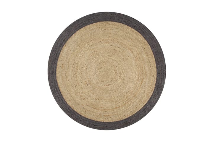 Håndlaget juteteppe med mørkegrå kant 120 cm - Grå - Tekstiler & tepper - Teppe & matte - Moderne matte - Sisaltepper