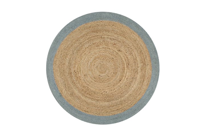Håndlaget juteteppe med olivengrønn kant 120 cm - Grønn - Tekstiler & tepper - Teppe & matte - Moderne matte - Jutematter & hampematter