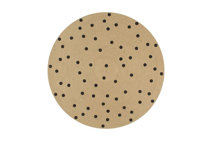 Håndlaget juteteppe med polkaprikker 120 cm - Brun - Tekstiler & tepper - Teppe & matte - Moderne matte - Sisaltepper