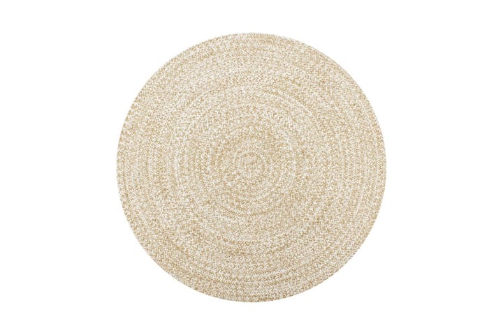 Håndlaget teppe jute hvit og naturlig 150 cm - Hvit - Tekstiler & tepper - Teppe & matte - Moderne matte - Jutematter & hampematter