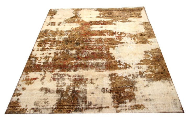 Håndknyttet Vintage Matte Ull Brun/Krem 128x177 cm - Brun/Krem - Tekstiler & tepper - Teppe & matte - Moderne matte - Ullteppe