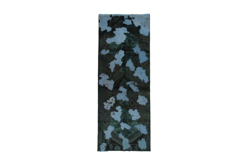 Håndknyttet Vintage Matte Ull Mørkegrønn/Blå 110x300 cm - Blå|Mørkegrønn - Tekstiler & tepper - Teppe & matte - Moderne matte - Ullteppe