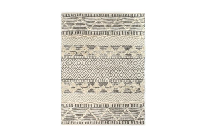 Håndvevd teppe ull 160x230 cm hvit/grå/svart/brun - Flerfarget - Tekstiler & tepper - Teppe & matte - Orientalske tepper - Kelimtepper