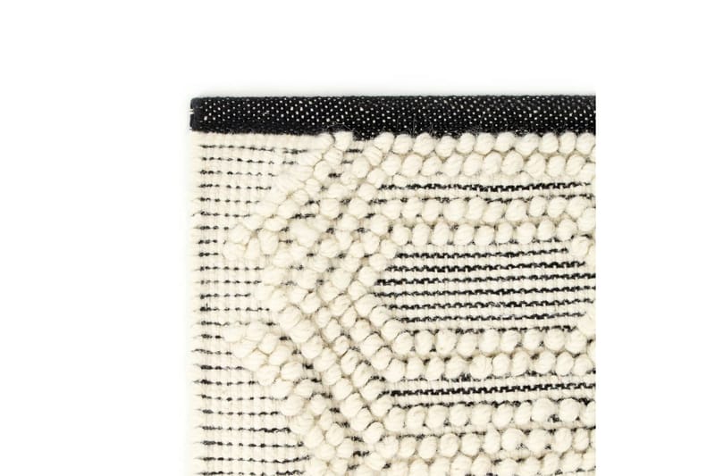 Håndvevd teppe ull 80x150 cm hvit/svart - Hvit - Tekstiler & tepper - Teppe & matte - Moderne matte - Ullteppe