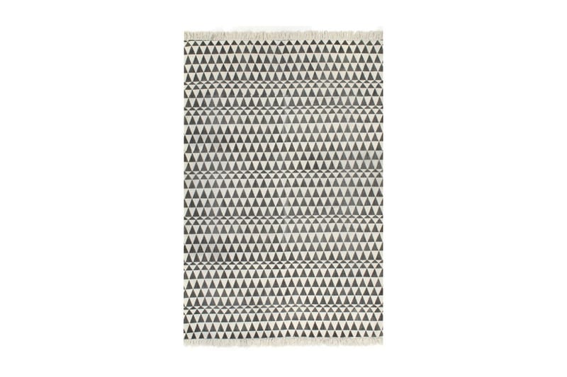 Gulvsteppe kilim-vevet bomull m. mønster 120x180cm/hvit - Hvit|Svart - Tekstiler & tepper - Teppe & matte - Orientalske tepper - Kelimtepper