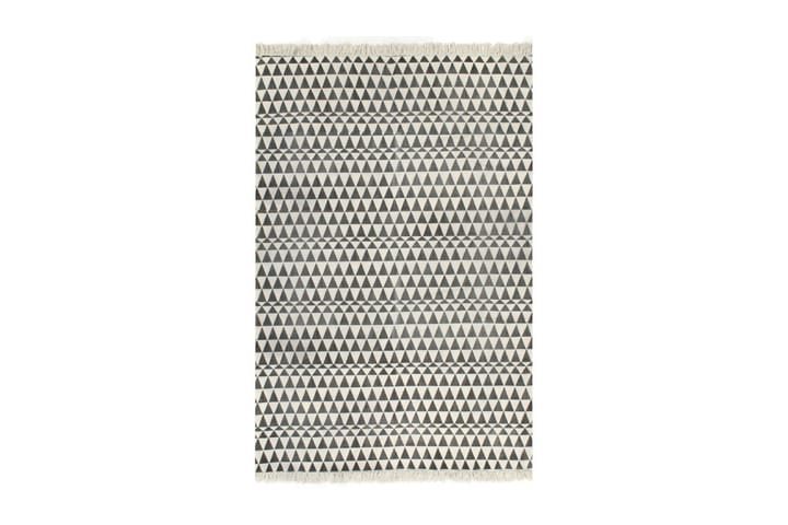 Gulvsteppe kilim-vevet bomull m. mønster 160x230cm/hvit - Svart|Hvit|Grå - Tekstiler & tepper - Teppe & matte - Orientalske tepper - Kelimtepper