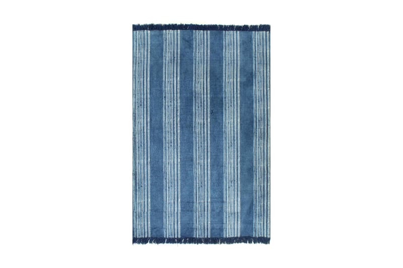 Gulvsteppe kilim-vevet bomull med mønster 120x180 cm blå - Blå - Tekstiler & tepper - Teppe & matte - Orientalske tepper