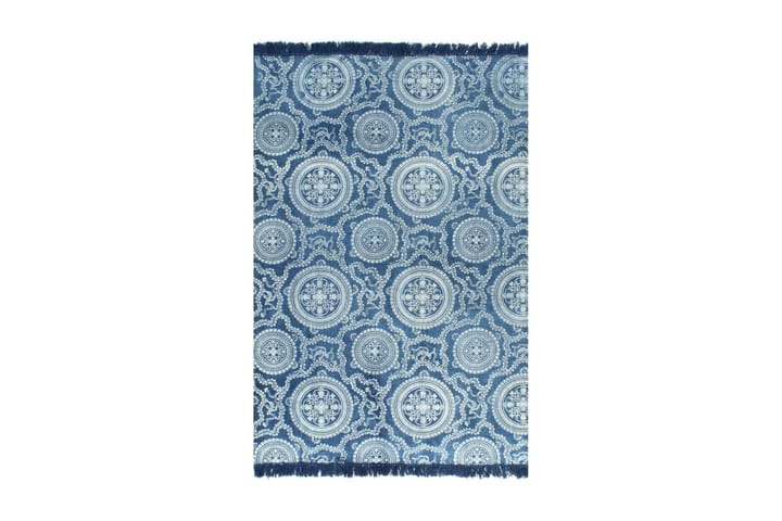 Gulvsteppe kilim-vevet bomull med mønster 120x180 cm blå - Blå - Tekstiler & tepper - Teppe & matte - Orientalske tepper - Patchwork tepper