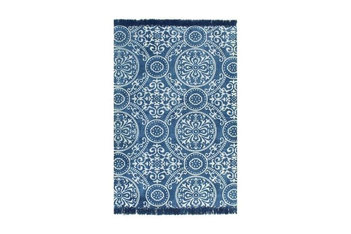 Gulvsteppe kilim-vevet bomull med mønster 120x180 cm blå - Blå - Tekstiler & tepper - Teppe & matte - Orientalske tepper - Kelimtepper