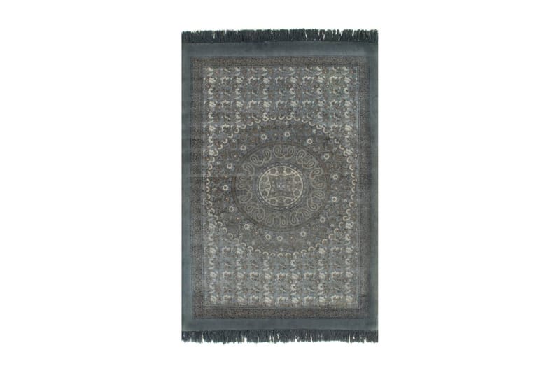 Gulvsteppe kilim-vevet bomull med mønster 120x180 cm grå - Grå - Tekstiler & tepper - Teppe & matte - Orientalske tepper - Kelimtepper