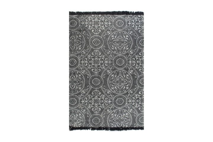 Gulvsteppe kilim-vevet bomull med mønster 120x180 cm grå - Grå|Svart - Tekstiler & tepper - Teppe & matte - Orientalske tepper - Kelimtepper