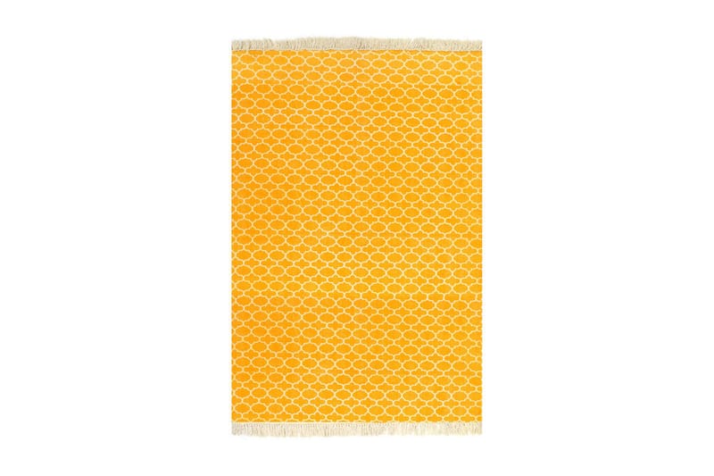 Gulvsteppe kilim-vevet bomull med mønster 120x180 cm gul