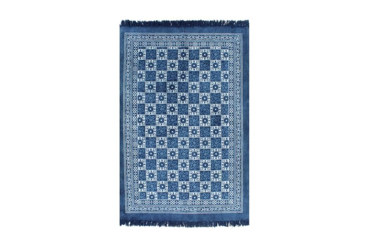 Gulvsteppe kilim-vevet bomull med mønster 160x230 cm blå - Blå - Tekstiler & tepper - Teppe & matte