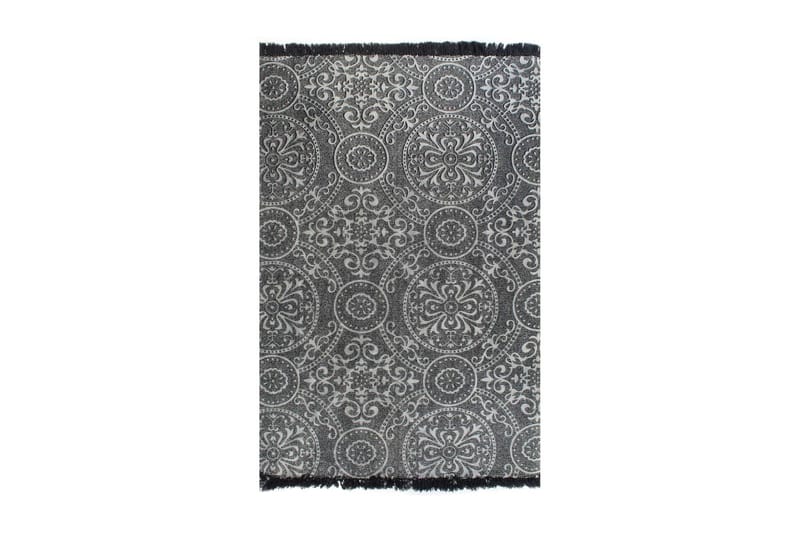 Gulvsteppe kilim-vevet bomull med mønster 160x230 cm grå - Svart|Grå|Hvit - Tekstiler & tepper - Teppe & matte - Orientalske tepper - Kelimtepper