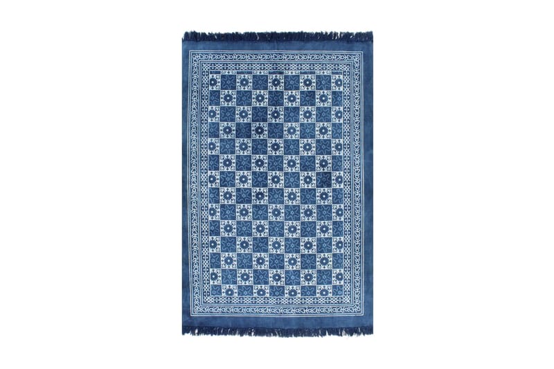 Gulvteppe kilimvevet bomull med mønster 120x180 cm blå - Blå - Tekstiler & tepper - Teppe & matte - Orientalske tepper - Kelimtepper