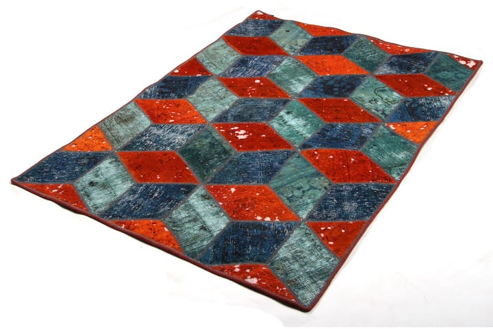 Håndknyttet Lappeteppe Ull/Garn Flerfarget 105x152 cm - Flerfarget - Tekstiler & tepper - Teppe & matte - Orientalske tepper - Patchwork tepper