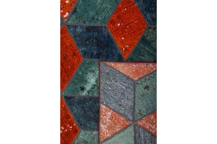 Håndknyttet Lappeteppe Ull/Garn Flerfarget 105x152 cm - Flerfarget - Tekstiler & tepper - Teppe & matte - Orientalske tepper - Patchwork tepper