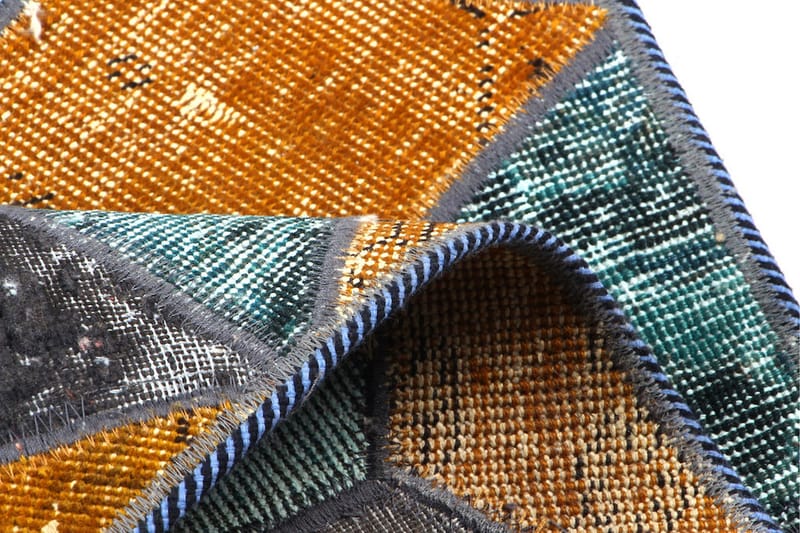 Håndknyttet Lappeteppe Ull/Garn Flerfarget 144x220 cm - Flerfarget - Tekstiler & tepper - Teppe & matte - Orientalske tepper - Patchwork tepper