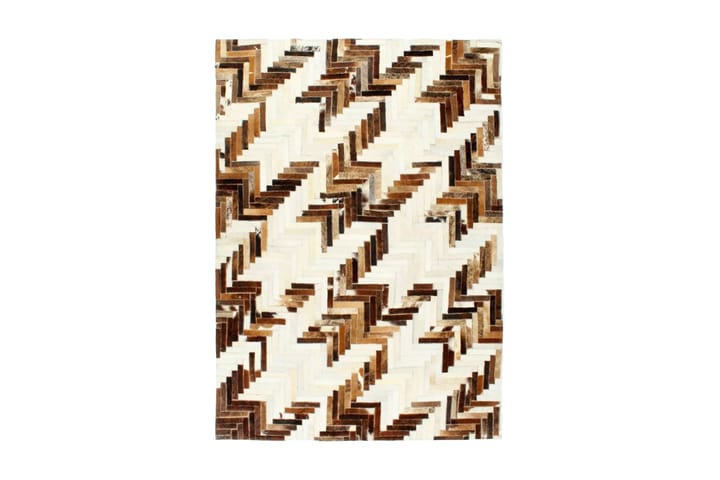 Lappeteppe ekte kuskinn med hår 160x230 cm brun/hvit - Tekstiler & tepper - Teppe & matte - Orientalske tepper - Patchwork tepper