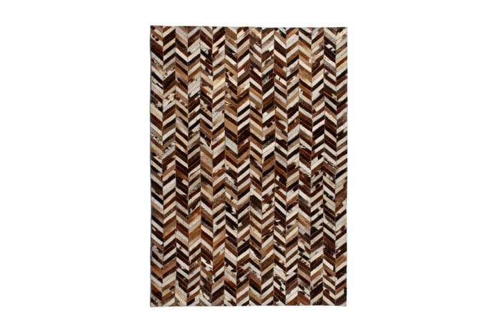 Lappeteppe ekte lӕr 120x170 cm chevron brun/hvit - Flerfarget - Tekstiler & tepper - Teppe & matte - Orientalske tepper - Patchwork tepper