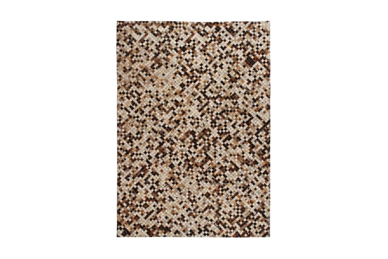 Lappeteppe ekte lӕr 120x170 cm firkantet brunt/hvit - Flerfarget - Tekstiler & tepper - Teppe & matte - Orientalske tepper