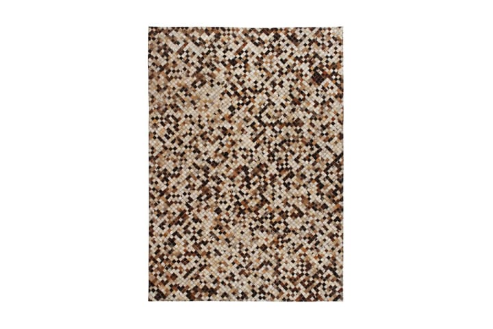 Lappeteppe ekte lӕr 160x230 cm firkantet brun/hvit - Flerfarget - Tekstiler & tepper - Teppe & matte - Orientalske tepper - Patchwork tepper